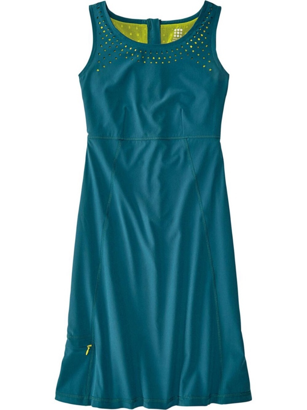 Title Nine Swelter Shelter Teal Blue Laser Cut Midi Dress Sleeveless SPF Size 4